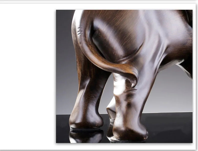 The Majestic Presence - Elephant Sculpture in Wood-Grain Resin