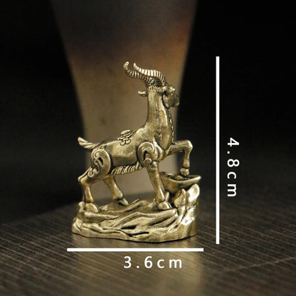Miniature Brass Goat Sculpture