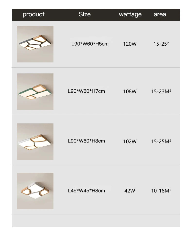 Geometra - Nordic Style Geometric Ceiling Light with Wood Finish