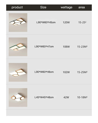 Geometra - Nordic Style Geometric Ceiling Light with Wood Finish