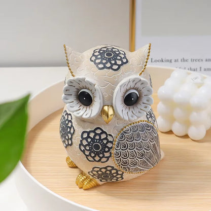 Floral Motif Owl Figurine