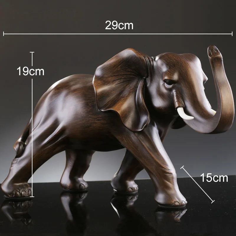 The Majestic Presence - Elephant Sculpture in Wood-Grain Resin