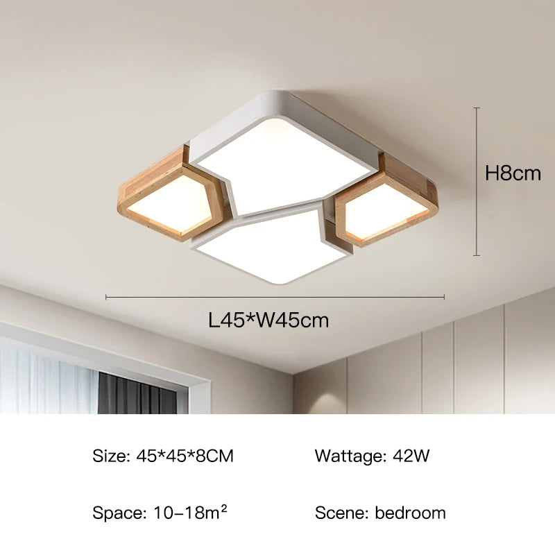 Geometra - Nordic Style Geometric Ceiling Light with Wood Finish
