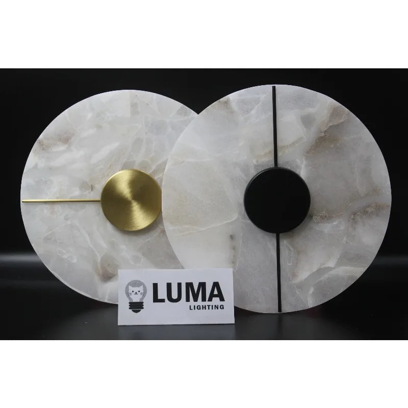 Round Alabaster Marble Wall Sconce