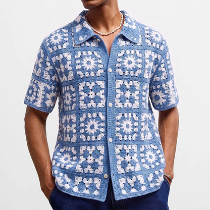 Floral Crochet Knit Shirt