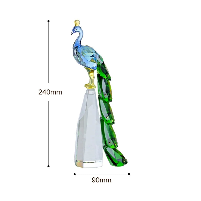 FACETED CRYSTAL PEACOCK SCULPTURE