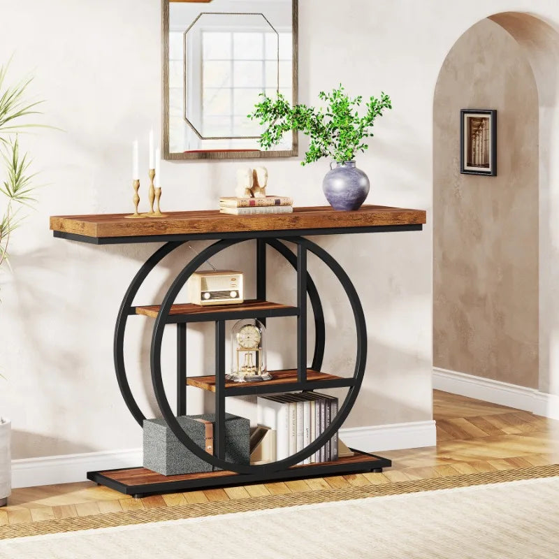 Modern Iron &amp; Wood Entrance Table