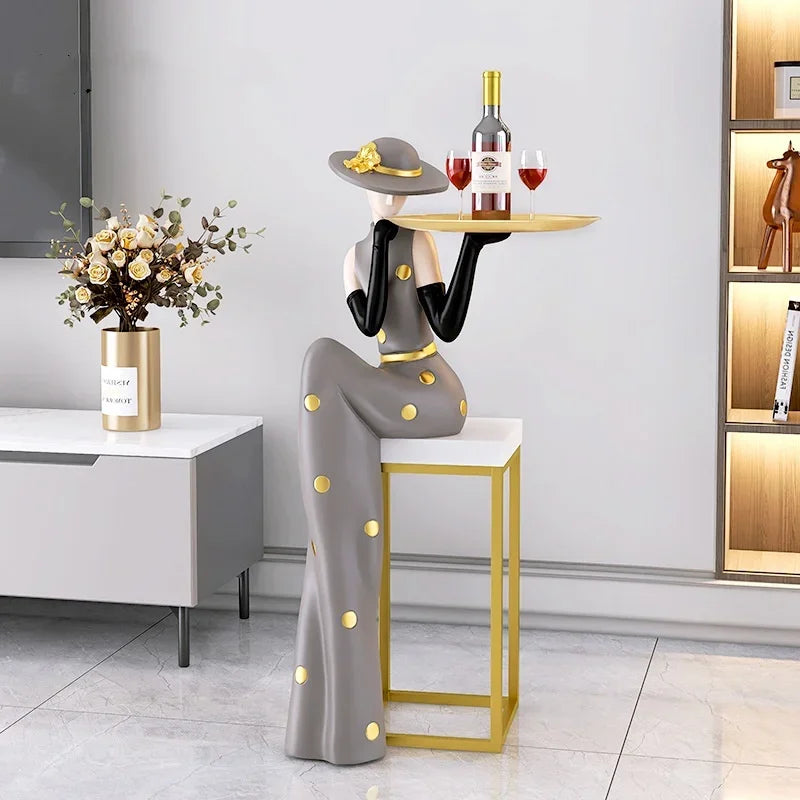 Fashion Figure Floor Sculpture with Tray