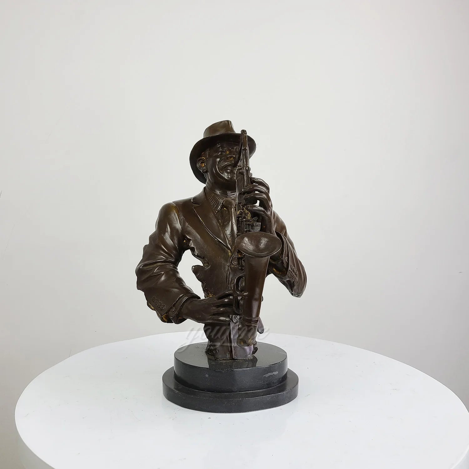 Jazz Saxophonist Bronze Bust Sculpture