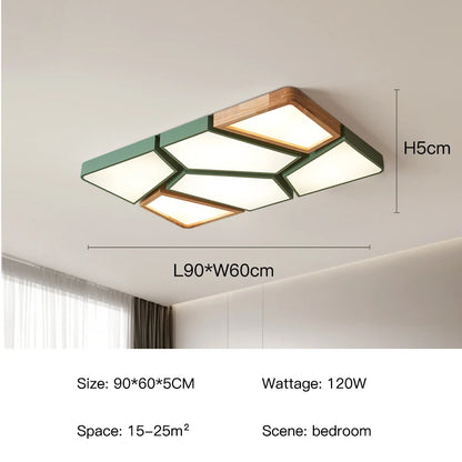 Geometra - Nordic Style Geometric Ceiling Light with Wood Finish