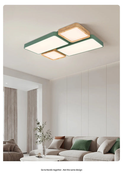 Geometra - Nordic Style Geometric Ceiling Light with Wood Finish