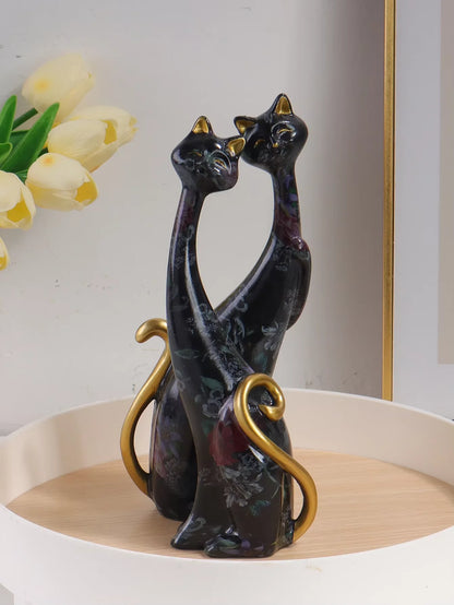 Sophisticats - Watercolor Cat Pair Sculpture