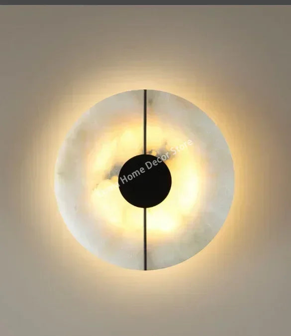 Round Alabaster Marble Wall Sconce