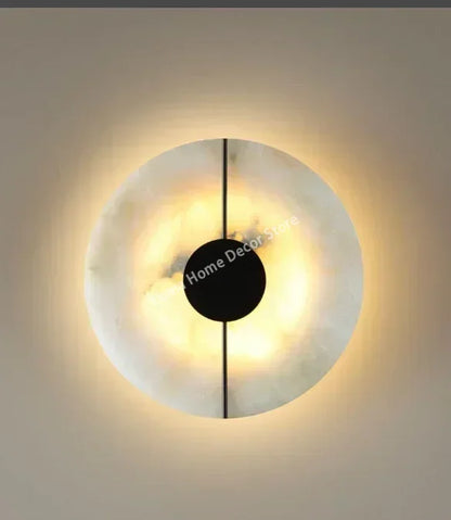 Round Alabaster Marble Wall Sconce