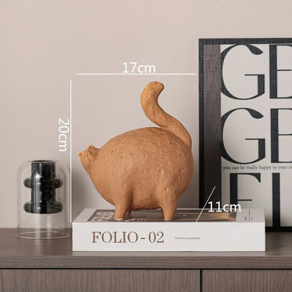 Ceramic Fat Cat Sculpture