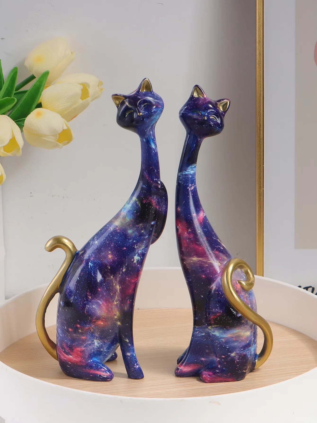 Sophisticats - Watercolor Cat Pair Sculpture