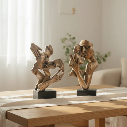 Vintage Bronze Embracing Couple Figurine