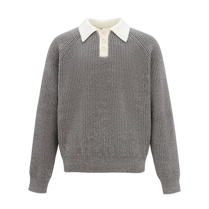 Retro Henley Collar Sweater