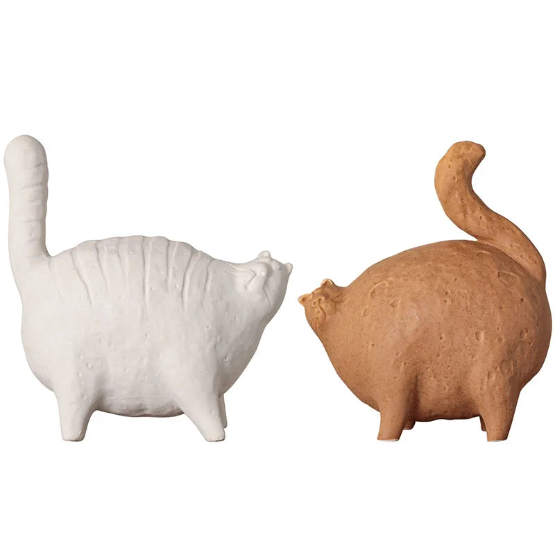 Ceramic Fat Cat Sculpture