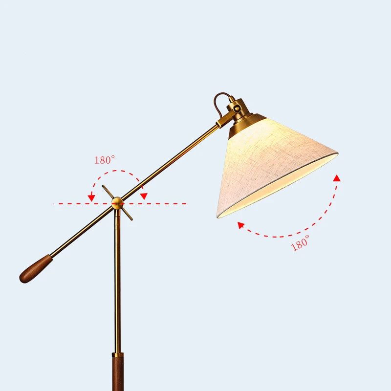 The Nordica - Walnut Wood &amp; Brass Floor Lamp