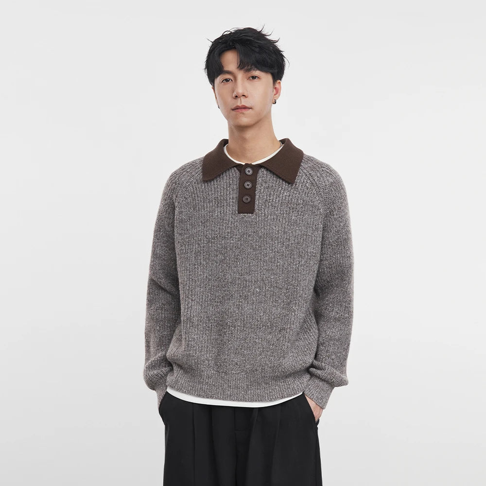 Retro Henley Collar Sweater