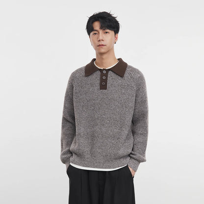 Retro Henley Collar Sweater