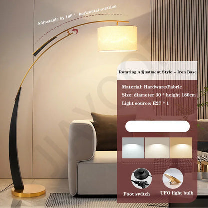 Arc Floor Lamp – Black and Gold Bow