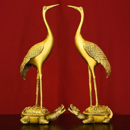 ETERNAL COMPANIONS | Crane on Tortoise Sculpture