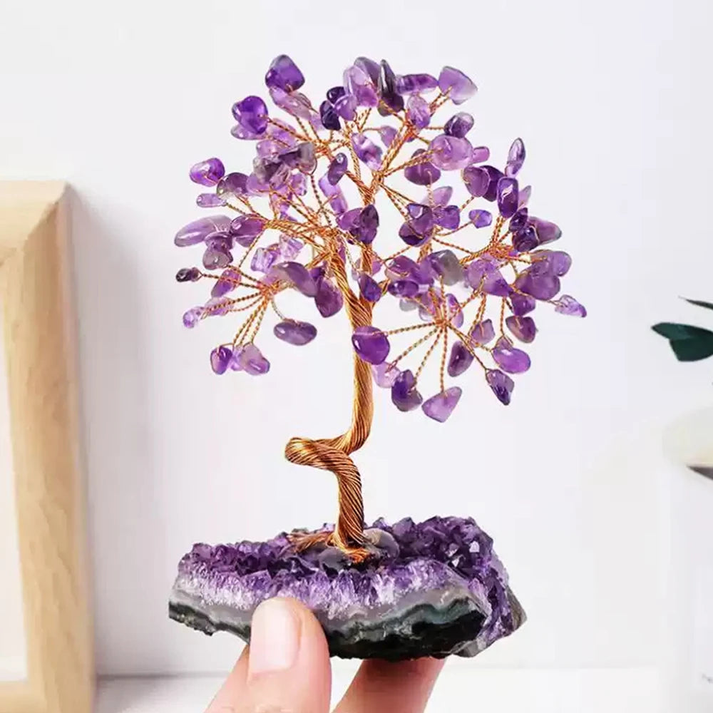 The Amethyst Grove - Wire-Wrapped Crystal Tree on Natural Base