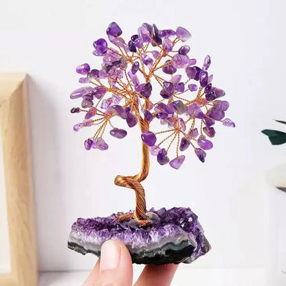 The Amethyst Grove - Wire-Wrapped Crystal Tree on Natural Base
