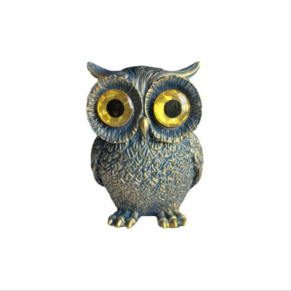 Big-Eyed Owl Figurine – Antique Blue Bronze