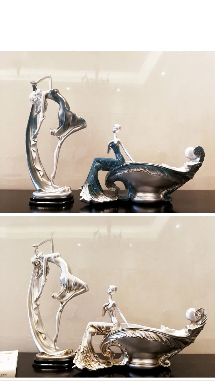 Graceful Silhouette - Gold &amp; Silver Dancer Sculpture