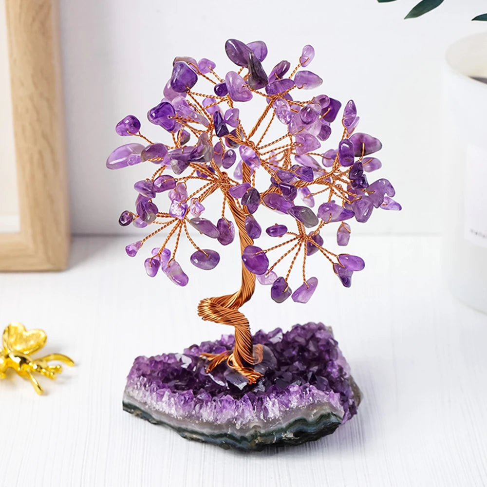 The Amethyst Grove - Wire-Wrapped Crystal Tree on Natural Base