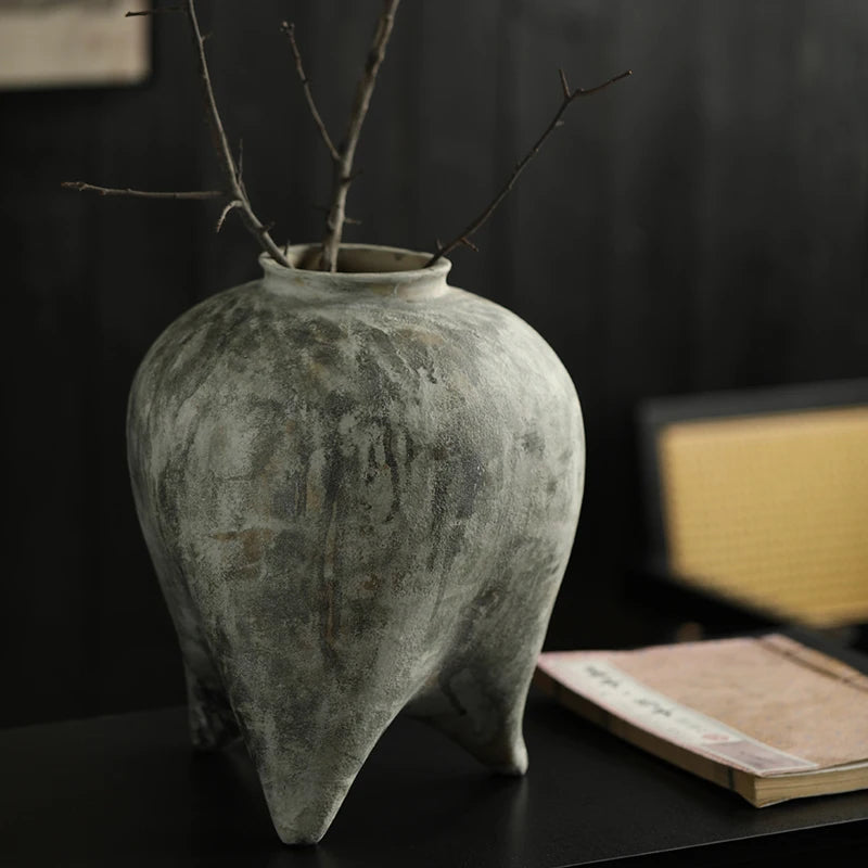 Vintage Coarse Pottery Tabletop Vase