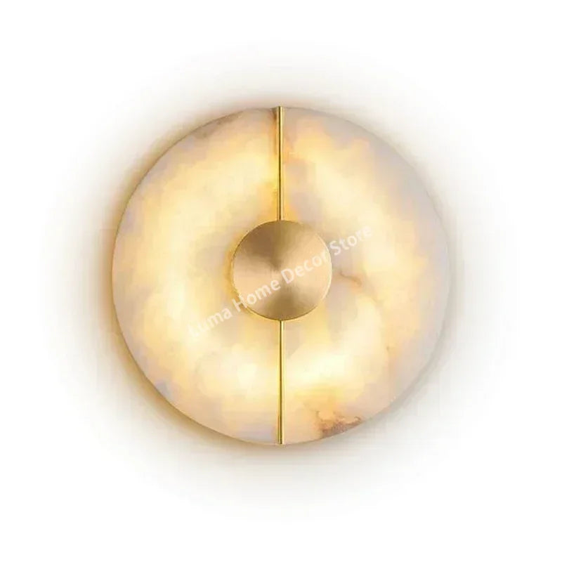 Round Alabaster Marble Wall Sconce