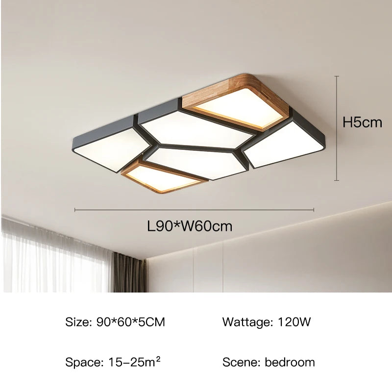 Geometra - Nordic Style Geometric Ceiling Light with Wood Finish