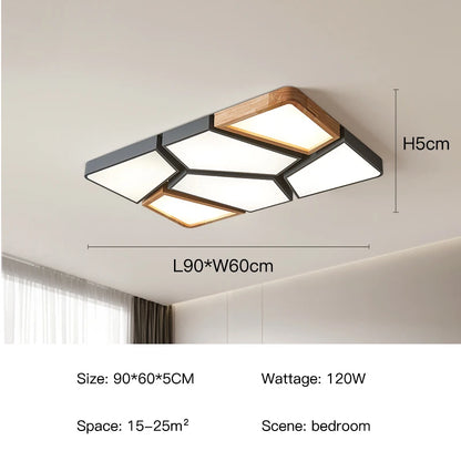Geometra - Nordic Style Geometric Ceiling Light with Wood Finish