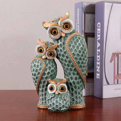Owl Family Statue Set