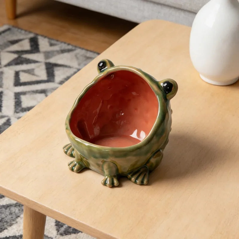 Enameled Ceramic Frog Storage Bowl