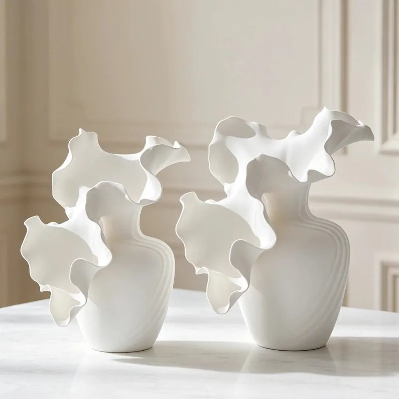 Ruffled Wave Ceramic Vase
