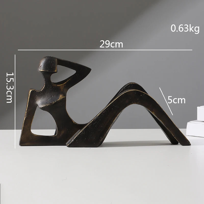 Abstract Retro Girl Resin Sculpture