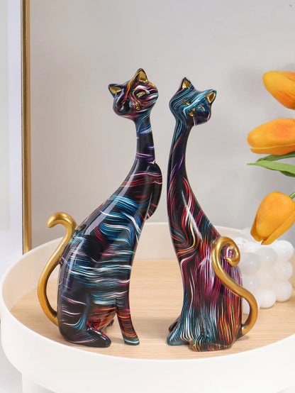 Sophisticats - Watercolor Cat Pair Sculpture