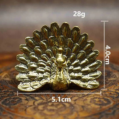 Miniature Brass Peacock Sculpture