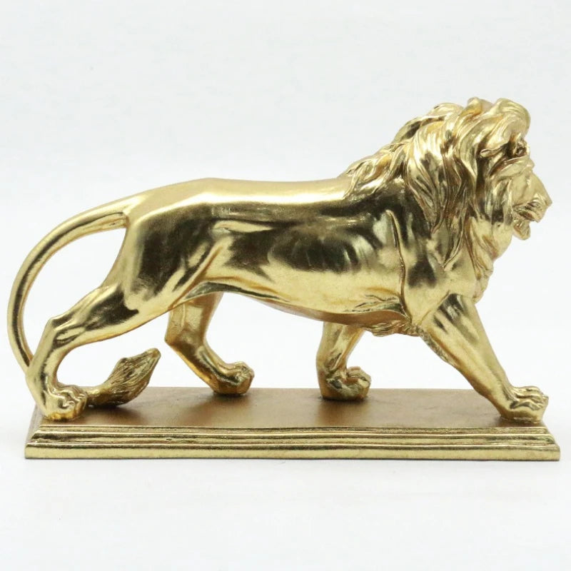 Golden Lion Resin Sculpture