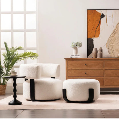 Curved Boucle Lounge Chair