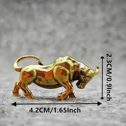 Miniature Brass Bull Sculpture