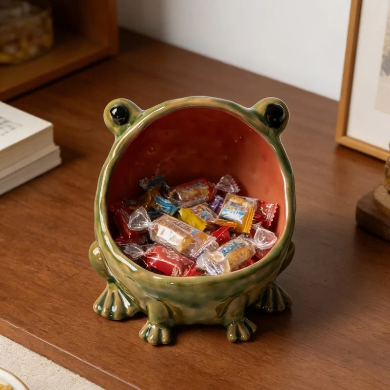 Enameled Ceramic Frog Storage Bowl