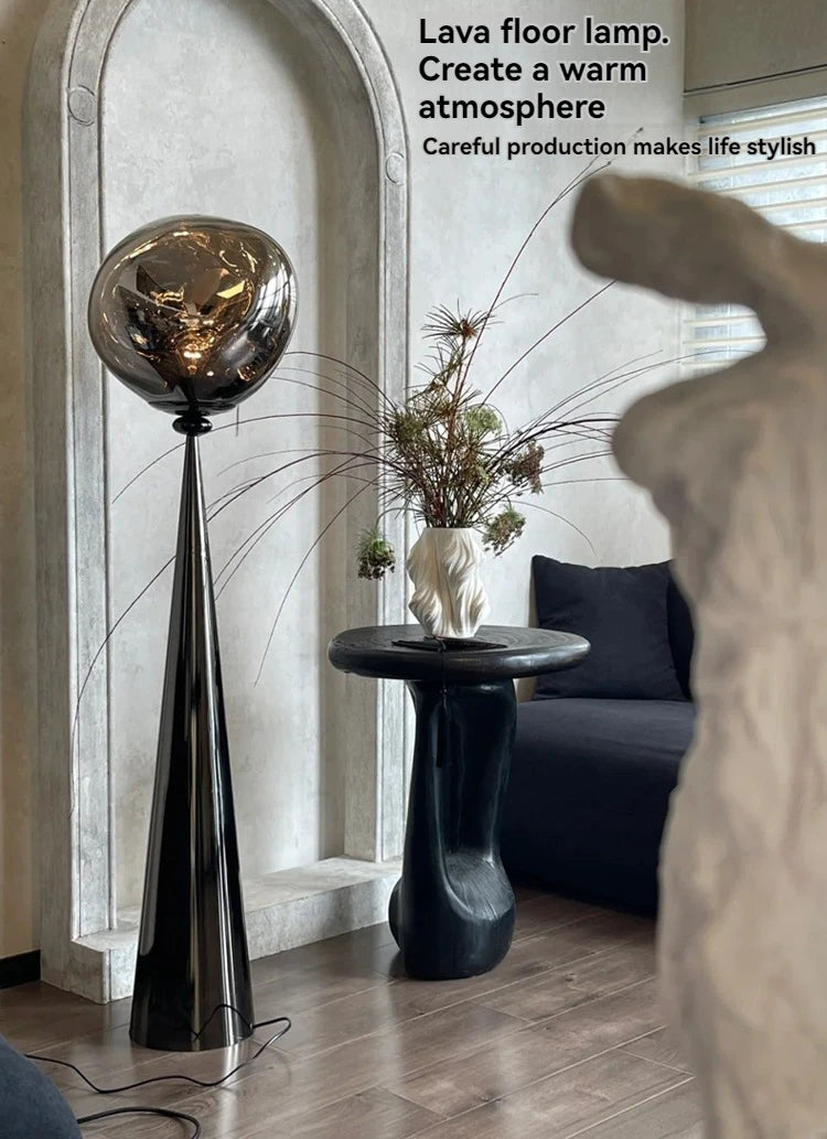 The Vulcan - Organic Form Floor Lamp with Smoke Gray Shade