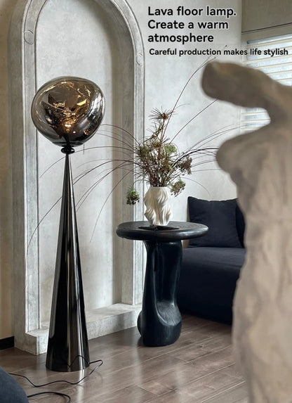 The Vulcan - Organic Form Floor Lamp with Smoke Gray Shade