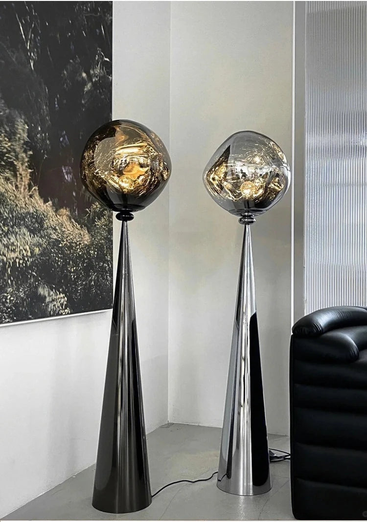 The Vulcan - Organic Form Floor Lamp with Smoke Gray Shade